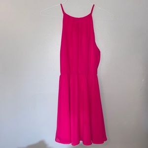 Pink, Elastic Waist Dress (Chiffon-Like)